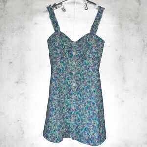 Pink Lily Women’s Green Multi Floral Print Mini Tank Dress Sz-S